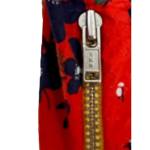 Band Of Outsiders Twee Red Mini Dress Blue Floral Print Cotton V Neck Full Skirt - Picture 10 of 13